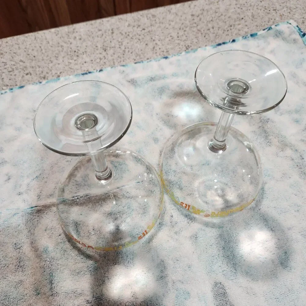 Margarita Glass Set Painted Beach Shoes, Trees Flower 'It's 5 O'Clock Somewhere'